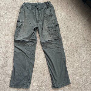 Distressed Gray Gorpcore Hiking Outdoor BC Clothing Convertible Pants Mens Lx32